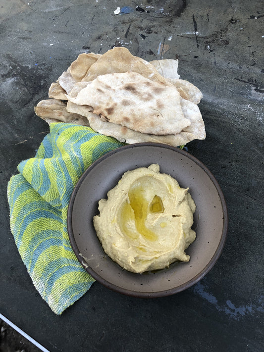 Homemade hummus and warm flatbreads!