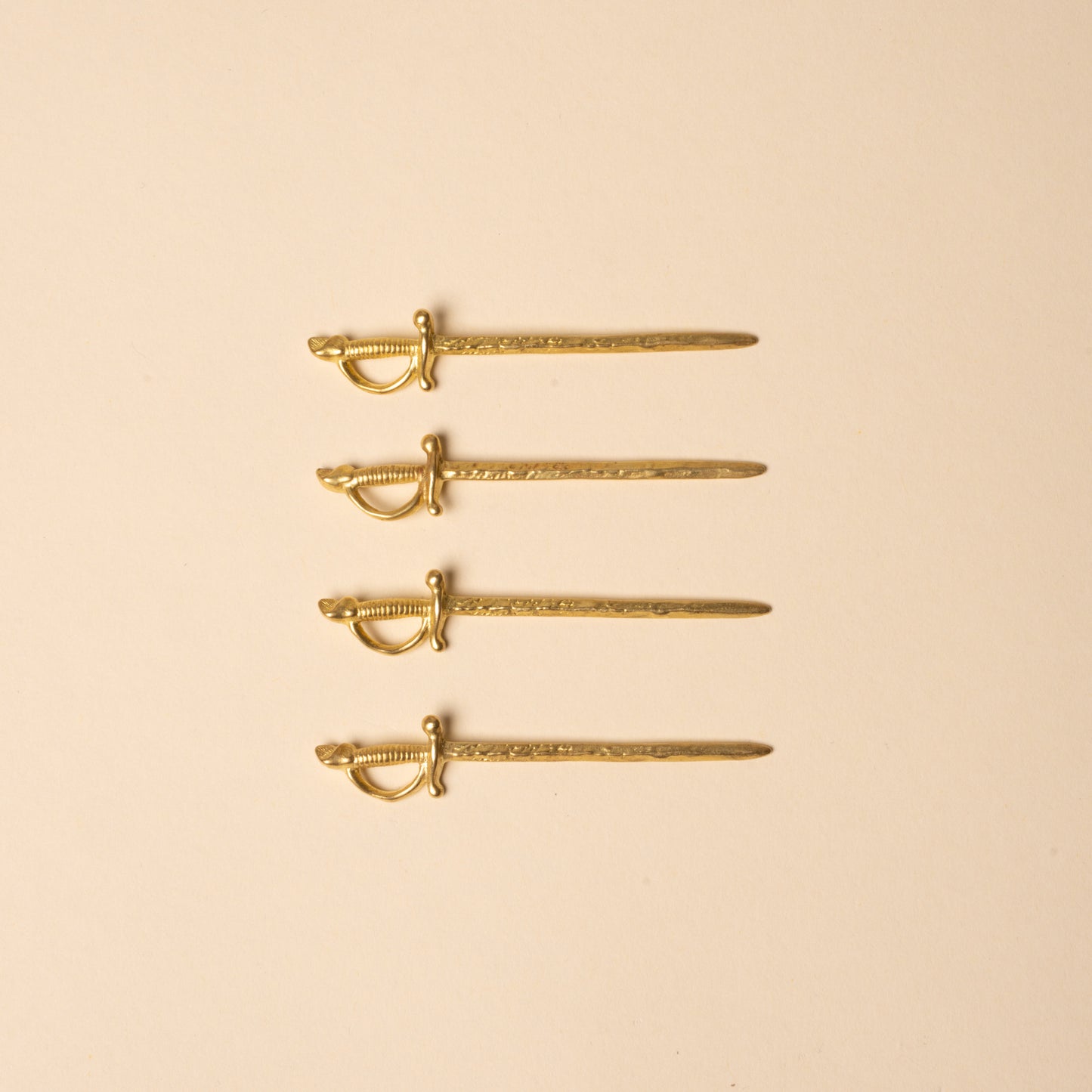 Shelton Metal Brass Sword Martini Picks, Set of 4
