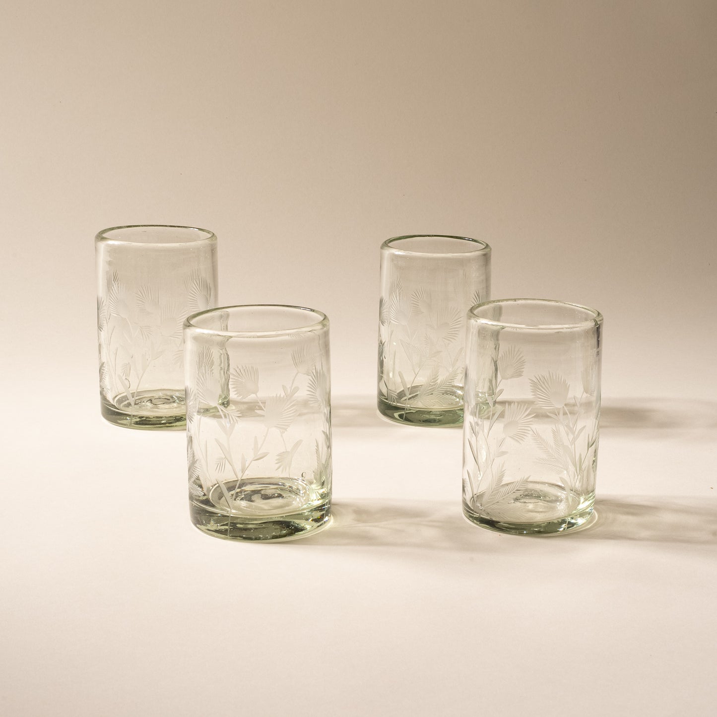 Etched Thistle Recycled Glassware