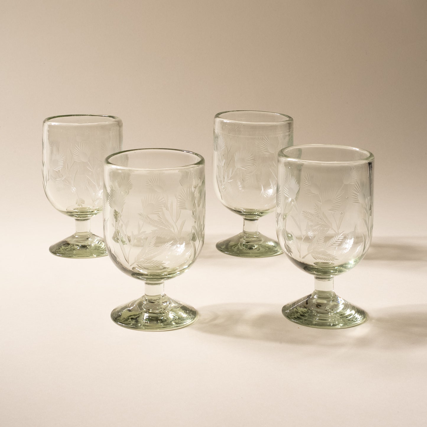 Etched Thistle Recycled Glassware