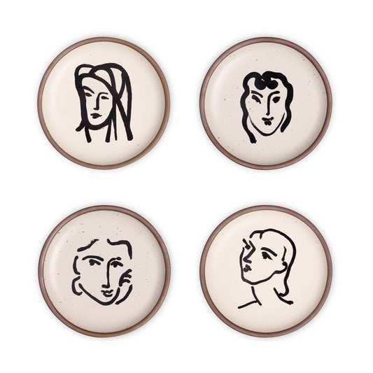 Side Plate Set, Aquatint Portraits